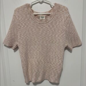 Abercrombie & Fitch Women’s Cream/Tan short sleeve Ribbed crop top size Small